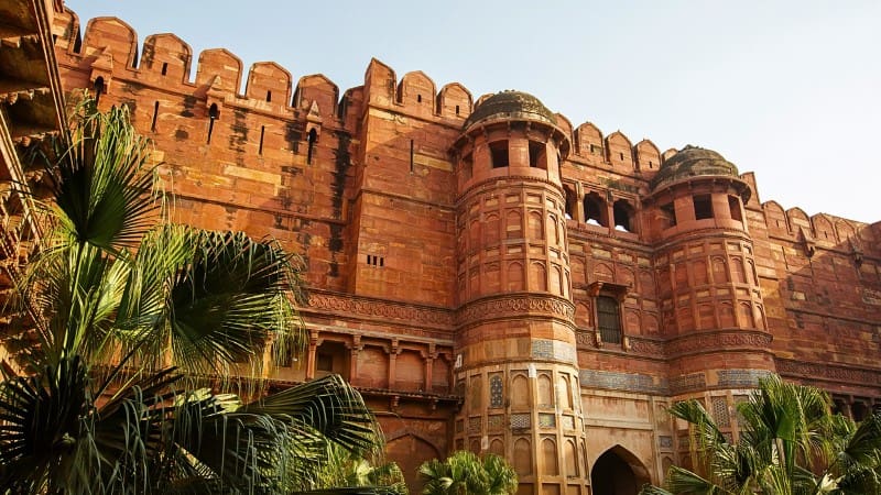 Agra Fort is an impressive red sandstone fortress and popular tourist destination in Agra.