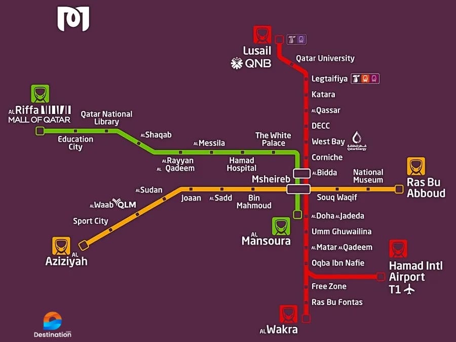 Doha metro system map, an essential resource for using public transit to discover the city.