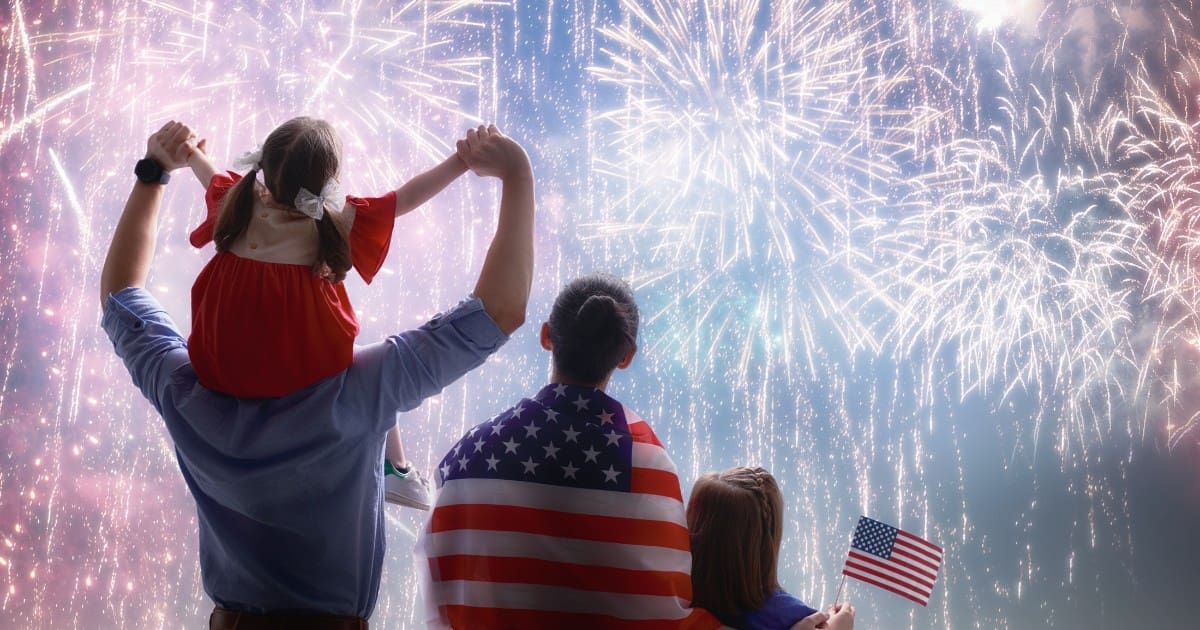 A family enjoying fireworks, a top destination to celebrate 4th of July in 2024.
