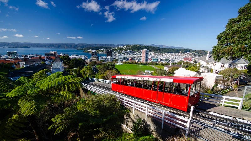 Wellington's cable car showcases New Zealand's city charm.