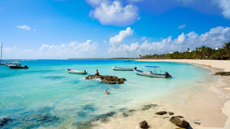Playa Akumal is known for its clear waters and abundant marine life, perfect for snorkeling.