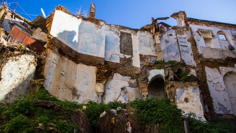Eroded structures in Casbah Algiers show the preservation challenges of this UNESCO site.