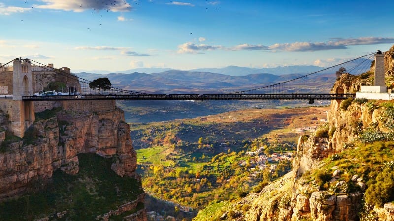 Constantine's stunning Sidi M'Cid Bridge spans a deep gorge in northern Algeria.