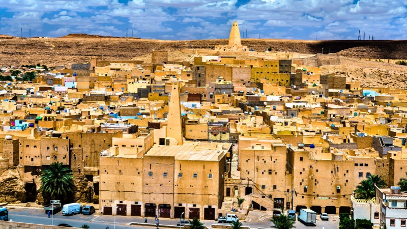 The golden-hued desert town of Ghardaïa, is a attraction in Algeria's M'zab Valley.