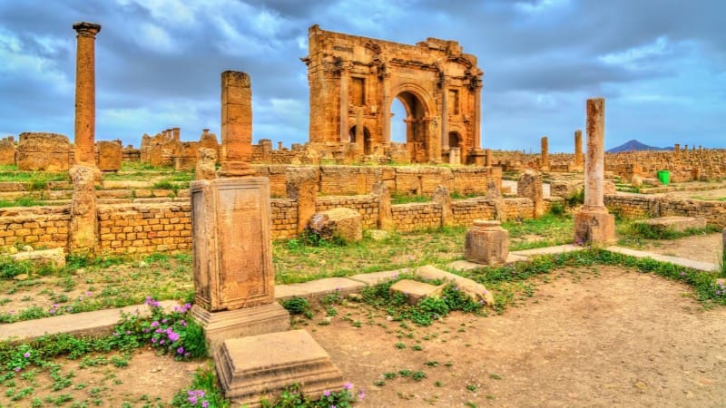 The well-preserved Roman ruins of Timgad offer a glimpse into Algeria's ancient past.
