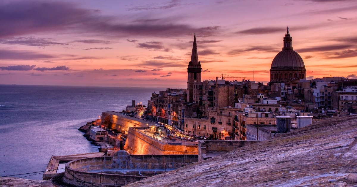 Enjoy sunsets over the historic buildings, one of the best things to do in Valletta.