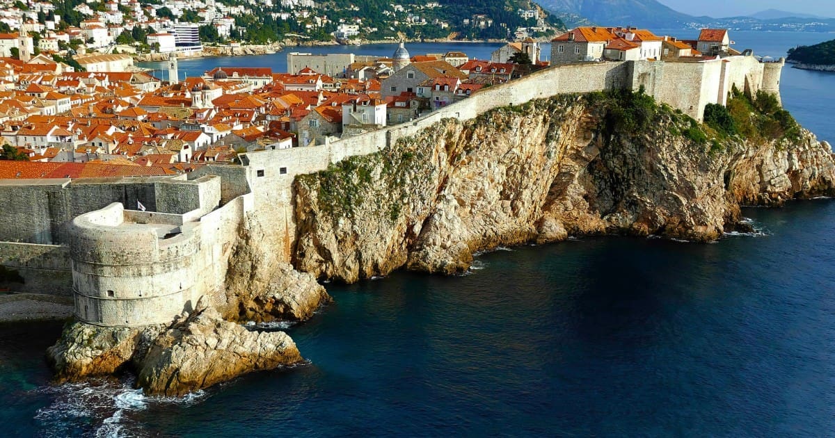 Ancient walls of Dubrovnik protect the Old Town along the Adriatic Sea.